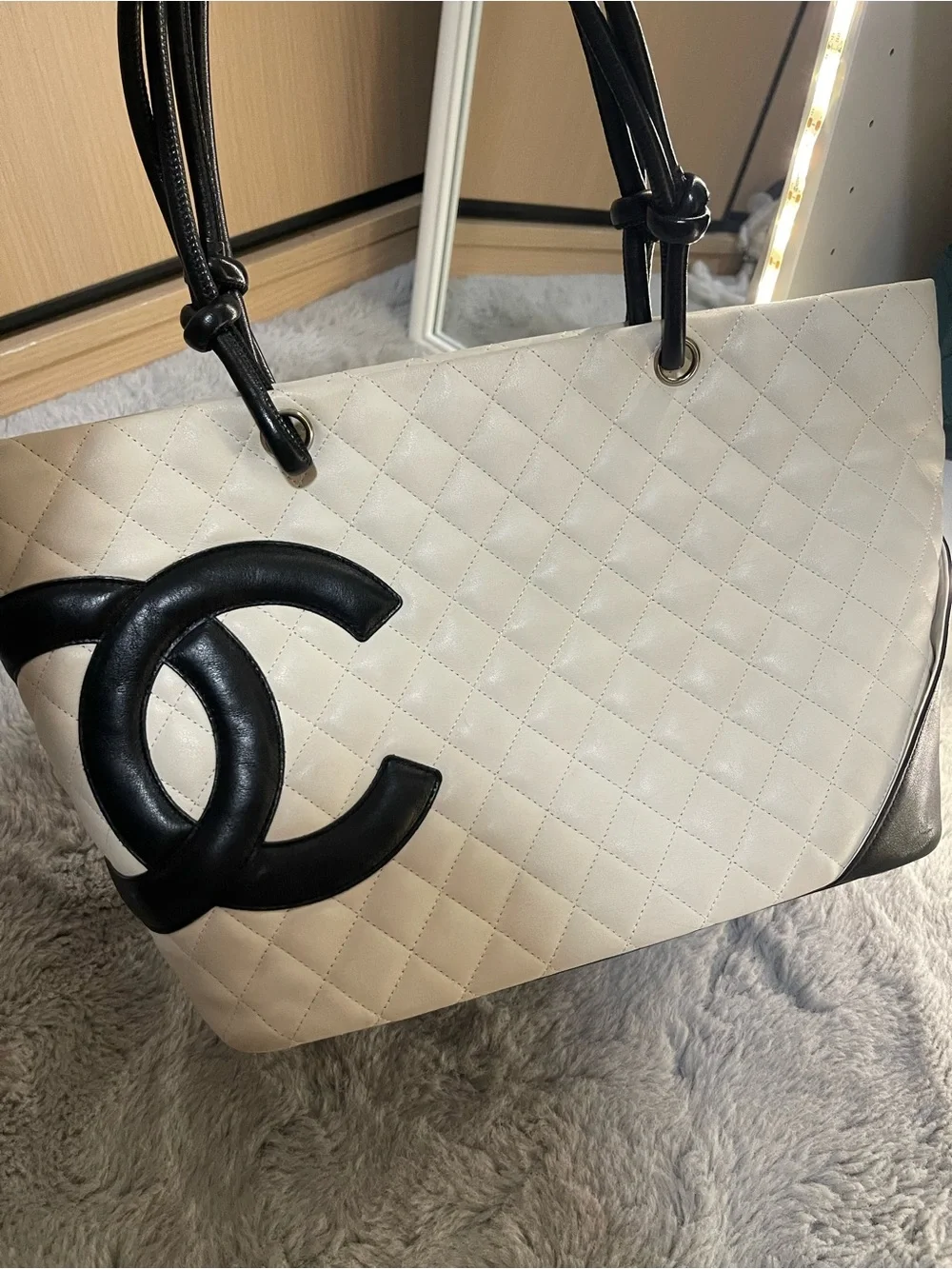 CHANEL Cambon while and black classic
